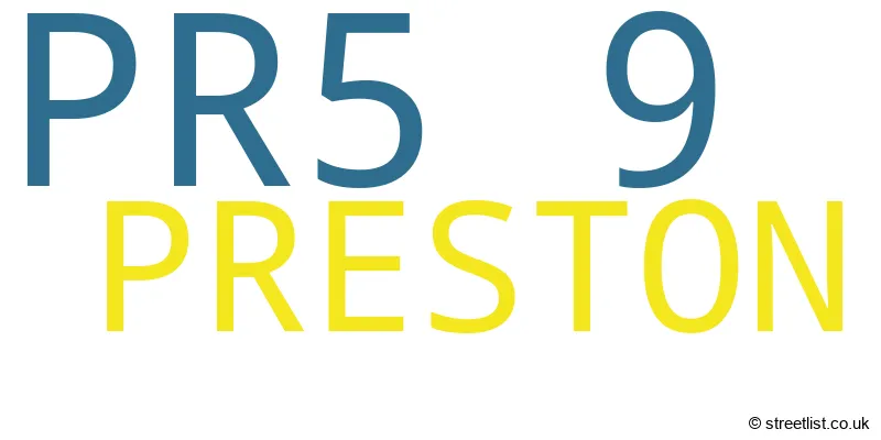 A word cloud for the PR5 9 postcode